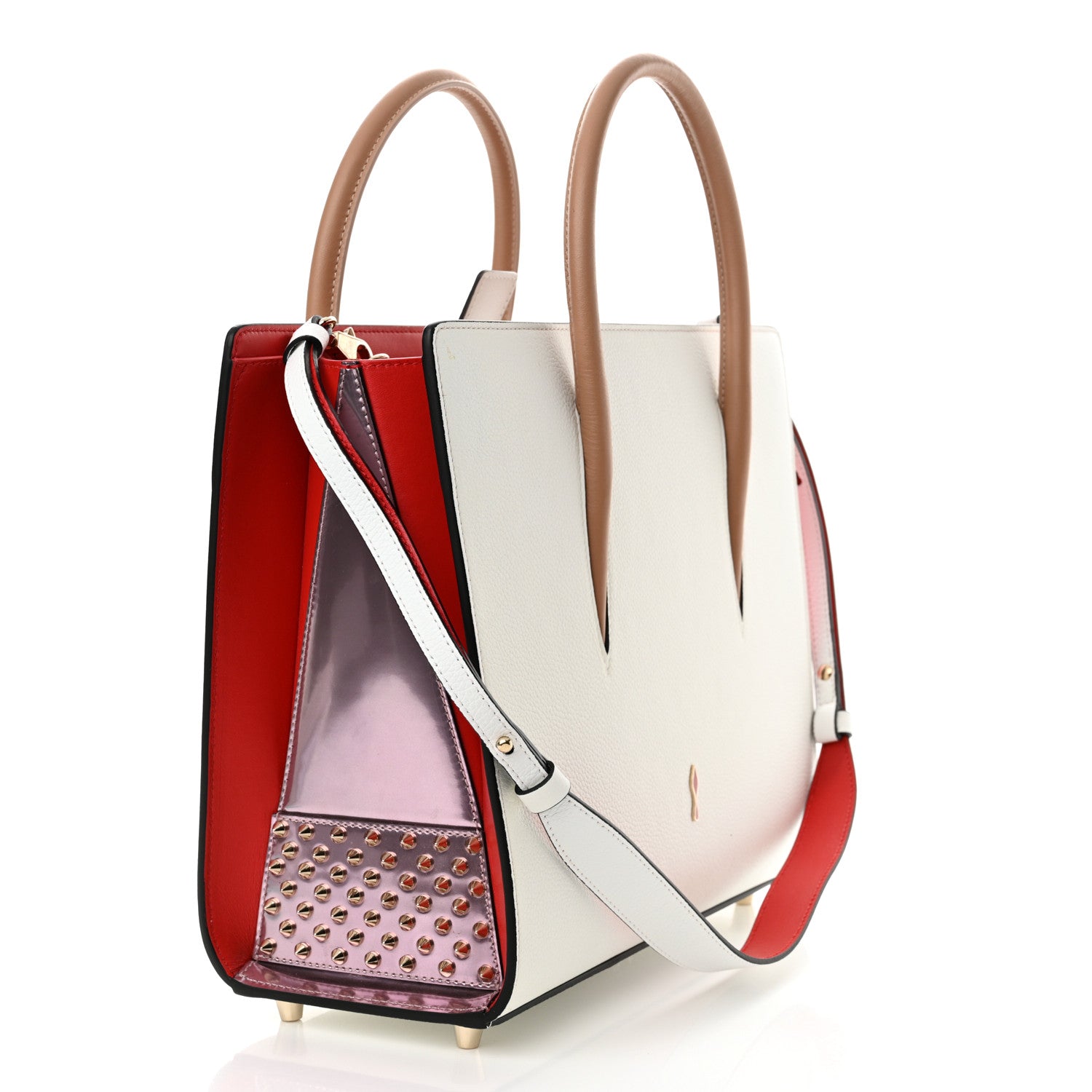 Christian Louboutin Calfskin Spikes Loubinthesky Medium Paloma White Multicolor 3 of 11