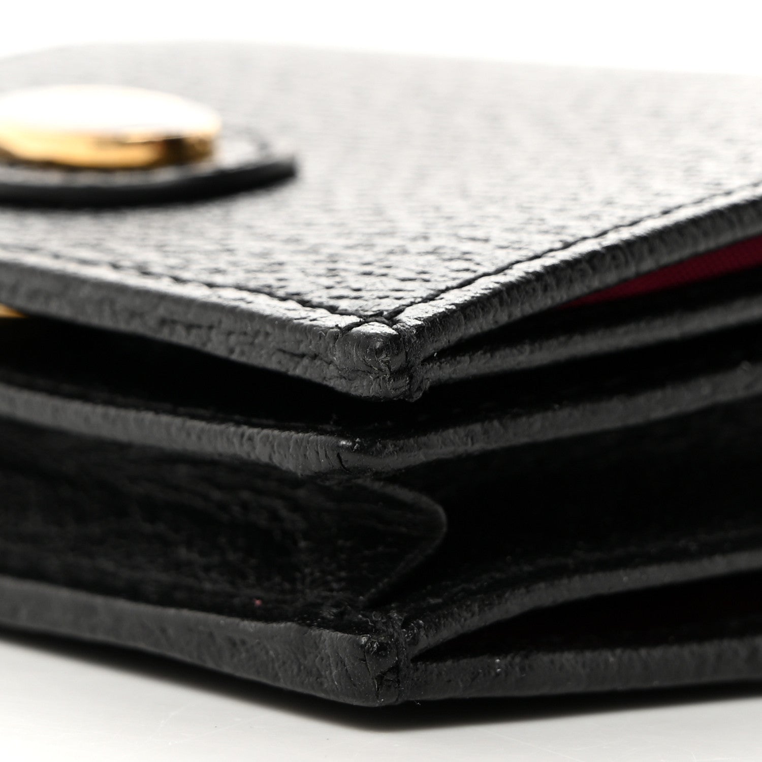 Gucci Textured Calfskin Enamel GG Hardcase Lipstick Holder Chain Wallet Black 9 of 9