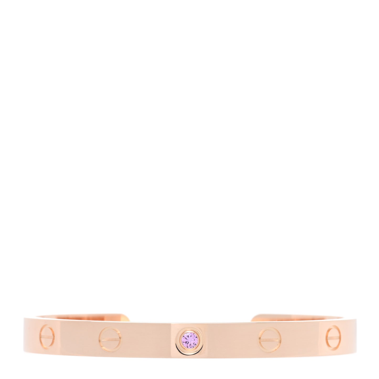 18K Pink Gold Pink Sapphire LOVE Cuff Bracelet 17