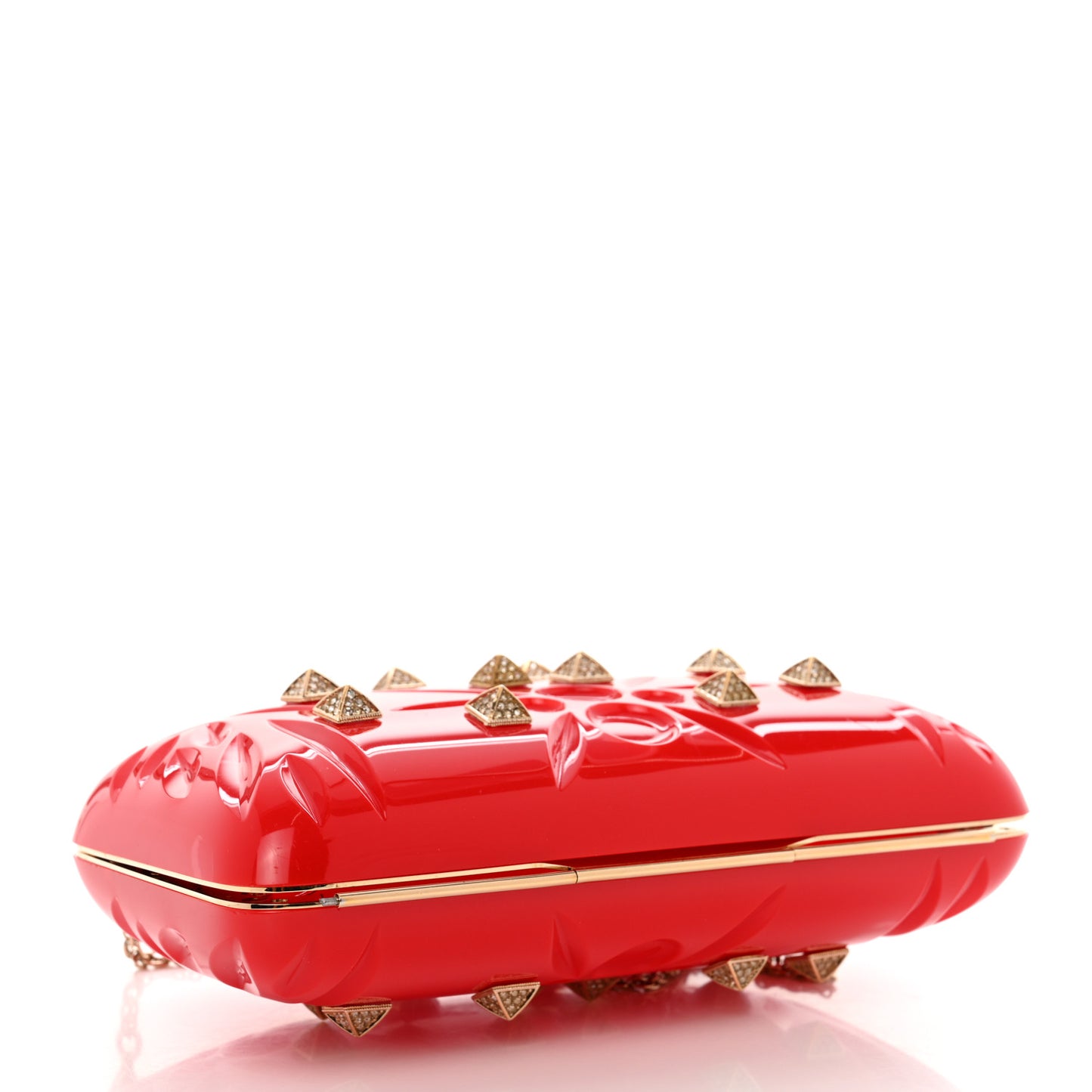 Acrylic Rockstud Minaudiere Clutch Red