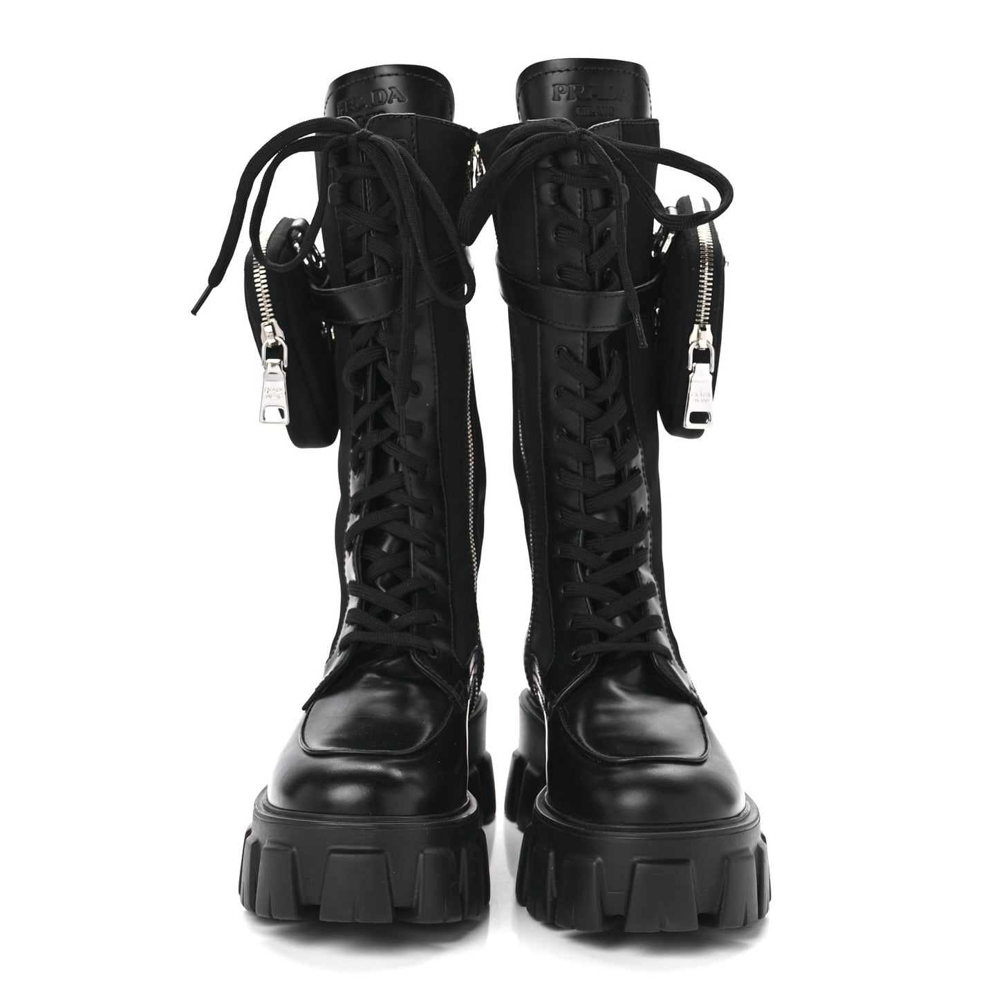 Spazzolato Rois Re-Nylon Metal Triangle Logo Monolith Pouch Pocket 55mm Tall Combat Boots 38 Black
