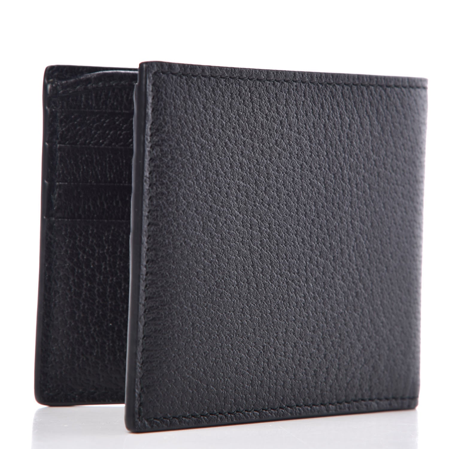 Gucci Calfskin Boar Effect GG Marmont Bi-Fold Wallet Black 3 of 8