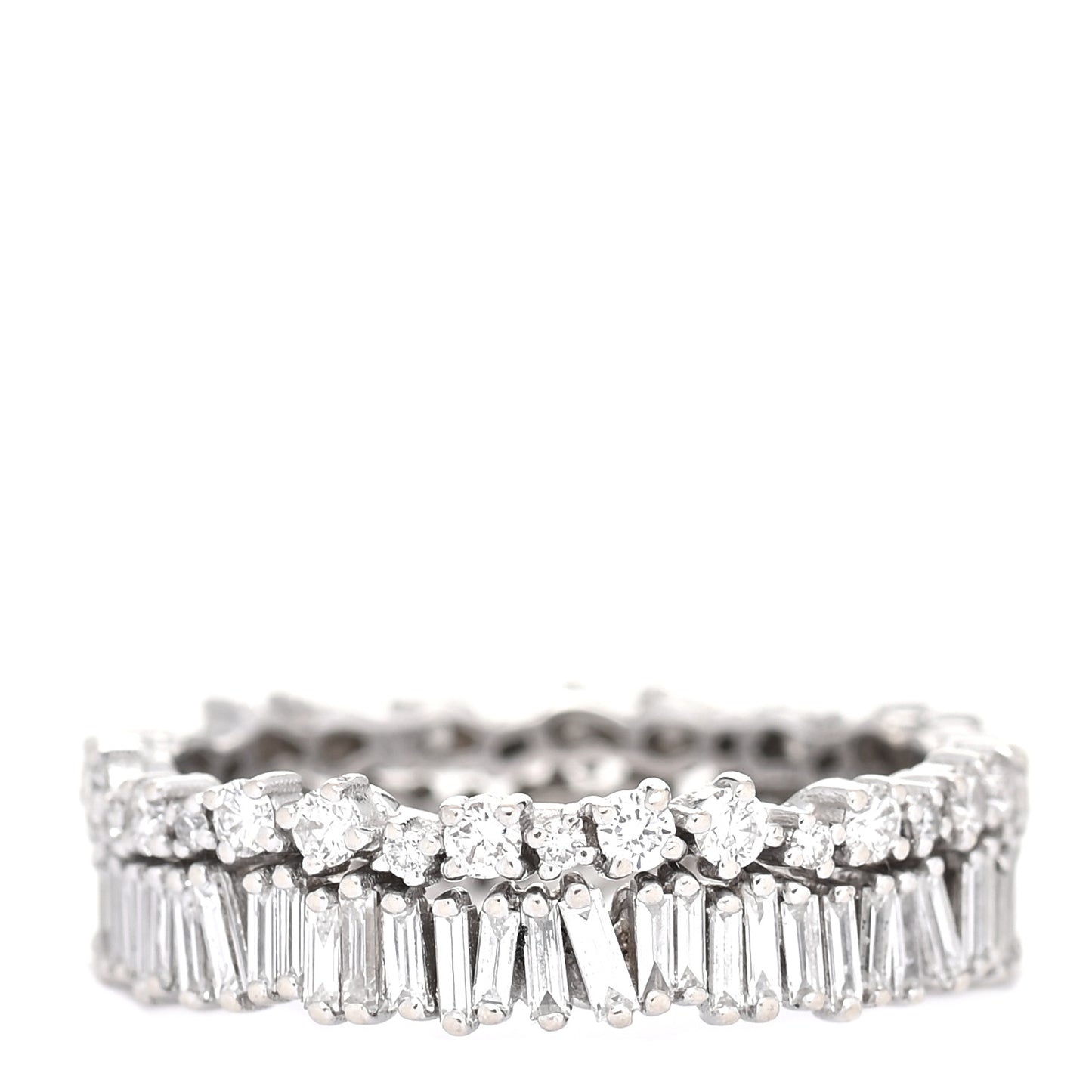18K White Gold Short Stack Eternity Band 56 7.75