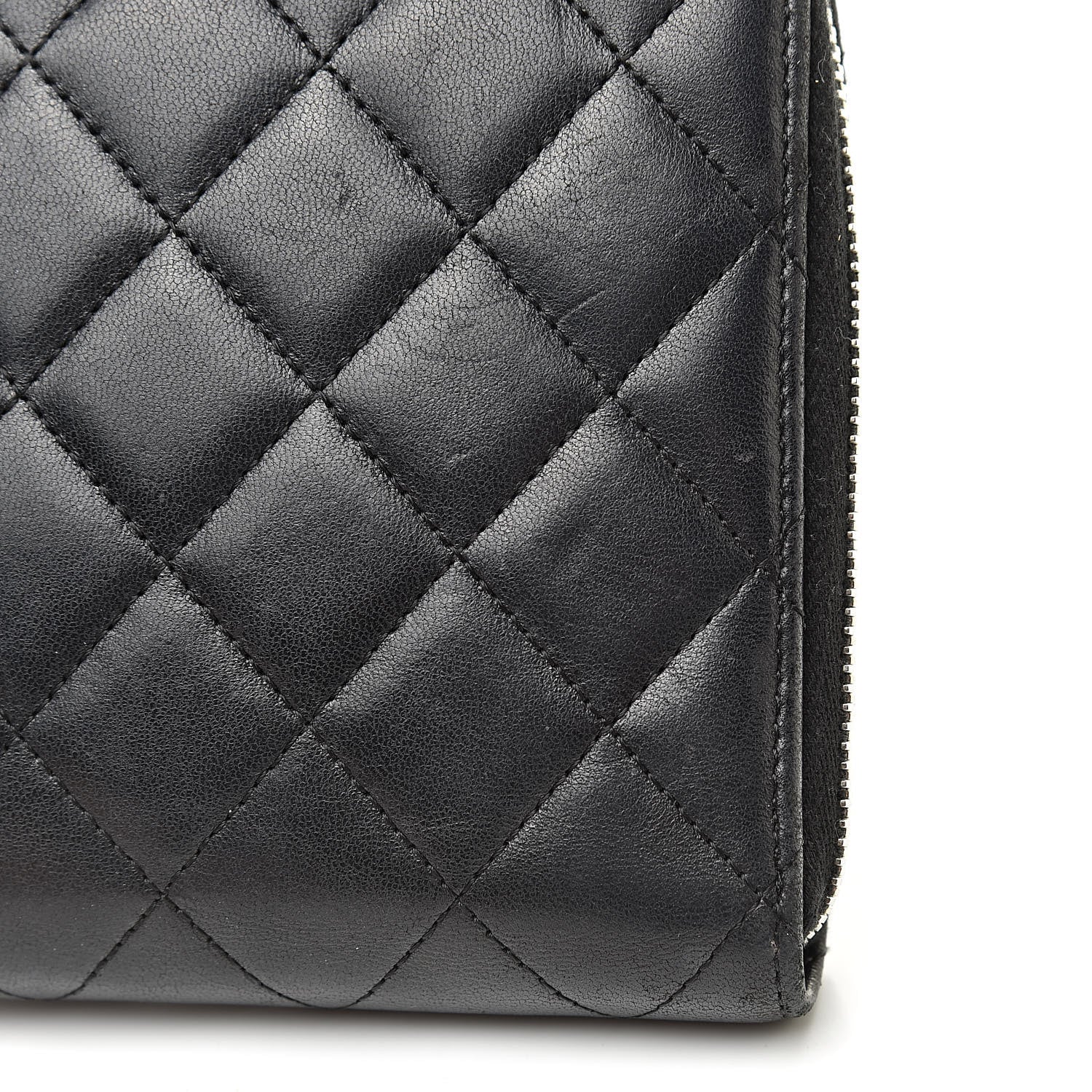 Chanel Lambskin Quilted Large Zip Around Organizer Wallet Black 13 of 16