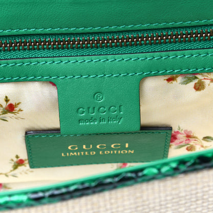 Gucci Raffia Elaphe Matelasse Small GG Marmont Shoulder Bag Natural New Shamarock 6 of 11