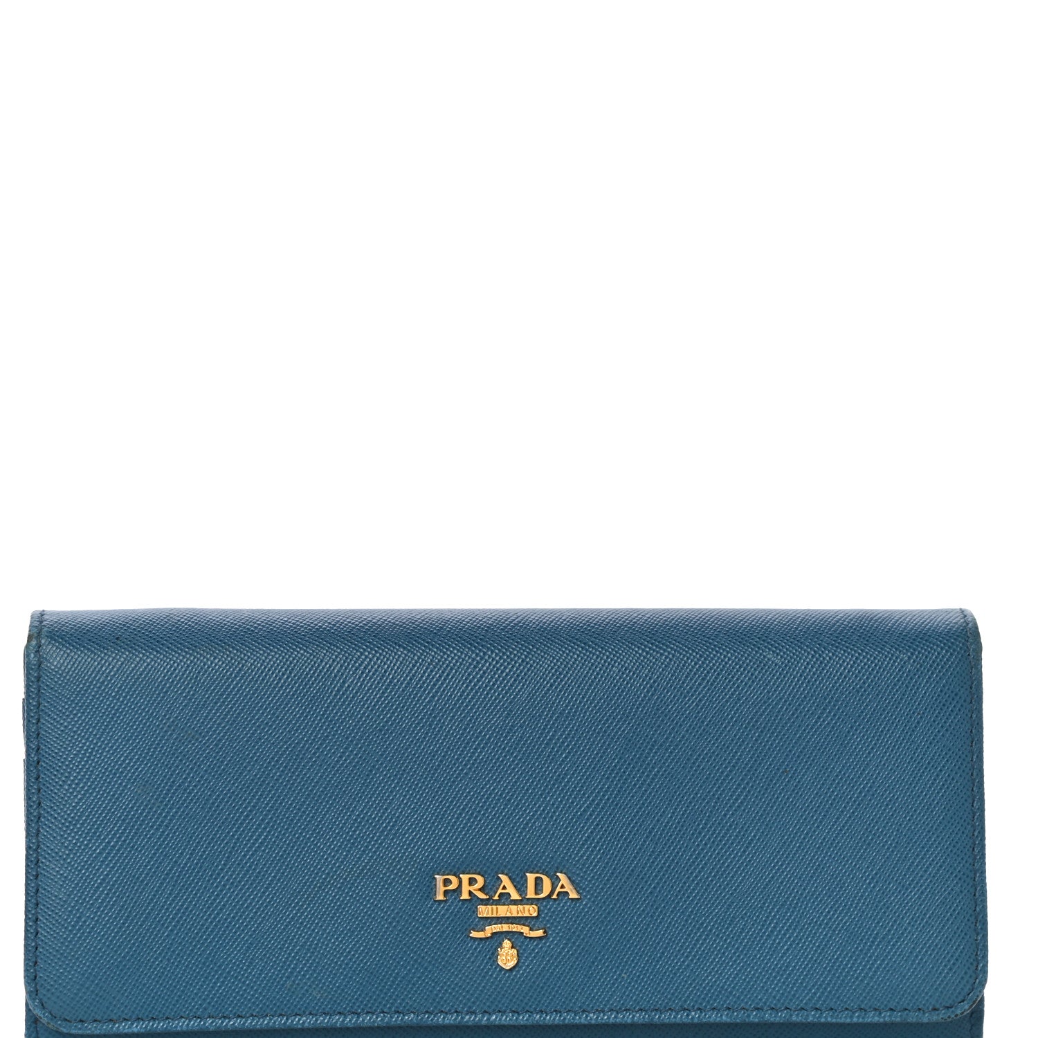 Prada Saffiano Metal Continental Flap Wallet Blue 7 of 17