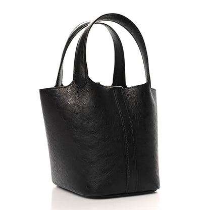 Hermes Ostrich Micro Picotin Lock Black 3 of 13