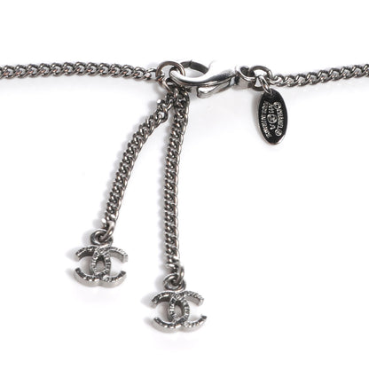 Chanel Pearl Crystal CC Bead Necklace Silver 3 of 4