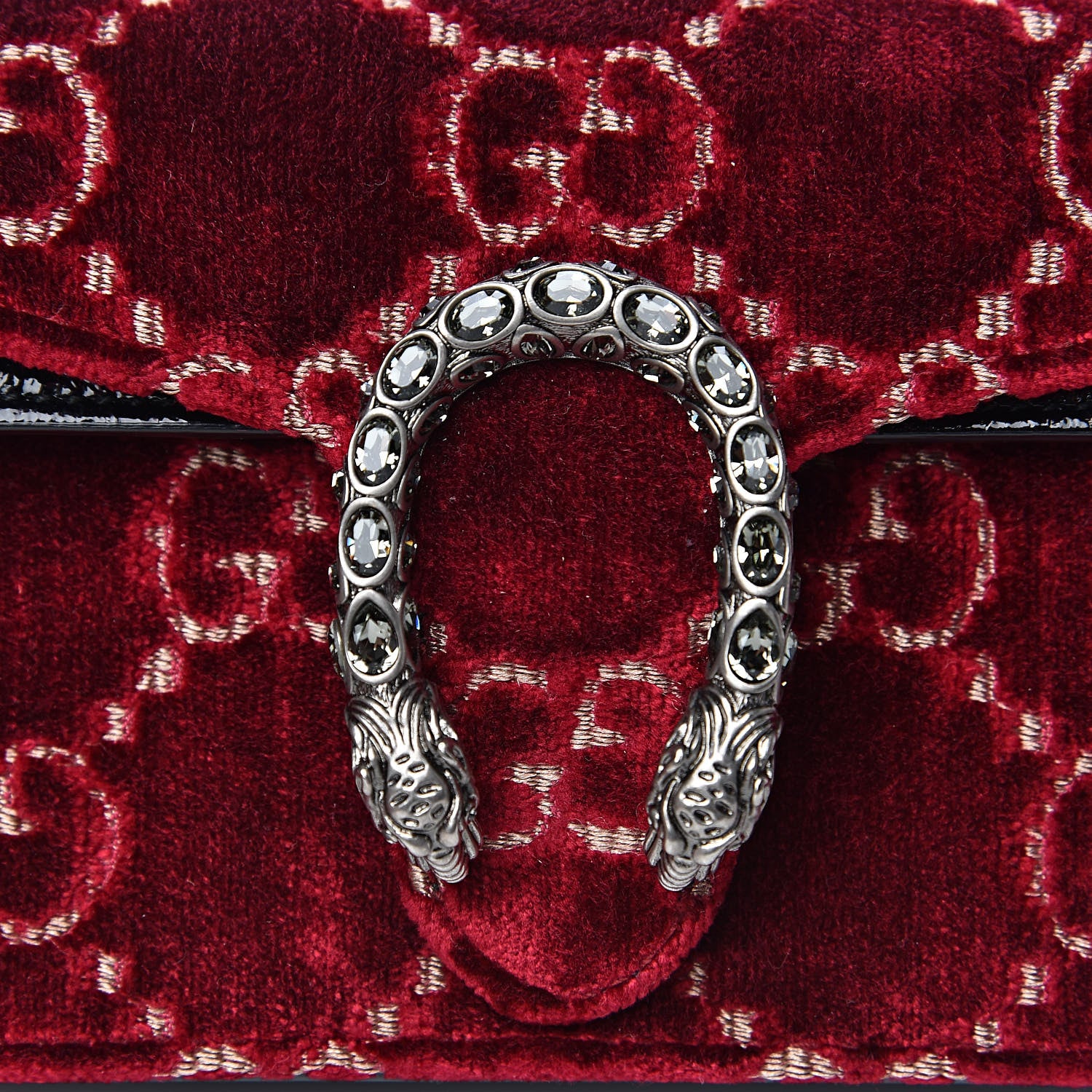 Gucci Velvet GG Monogram Super Mini Dionysus Shoulder Bag Red Cipria Black 9 of 10