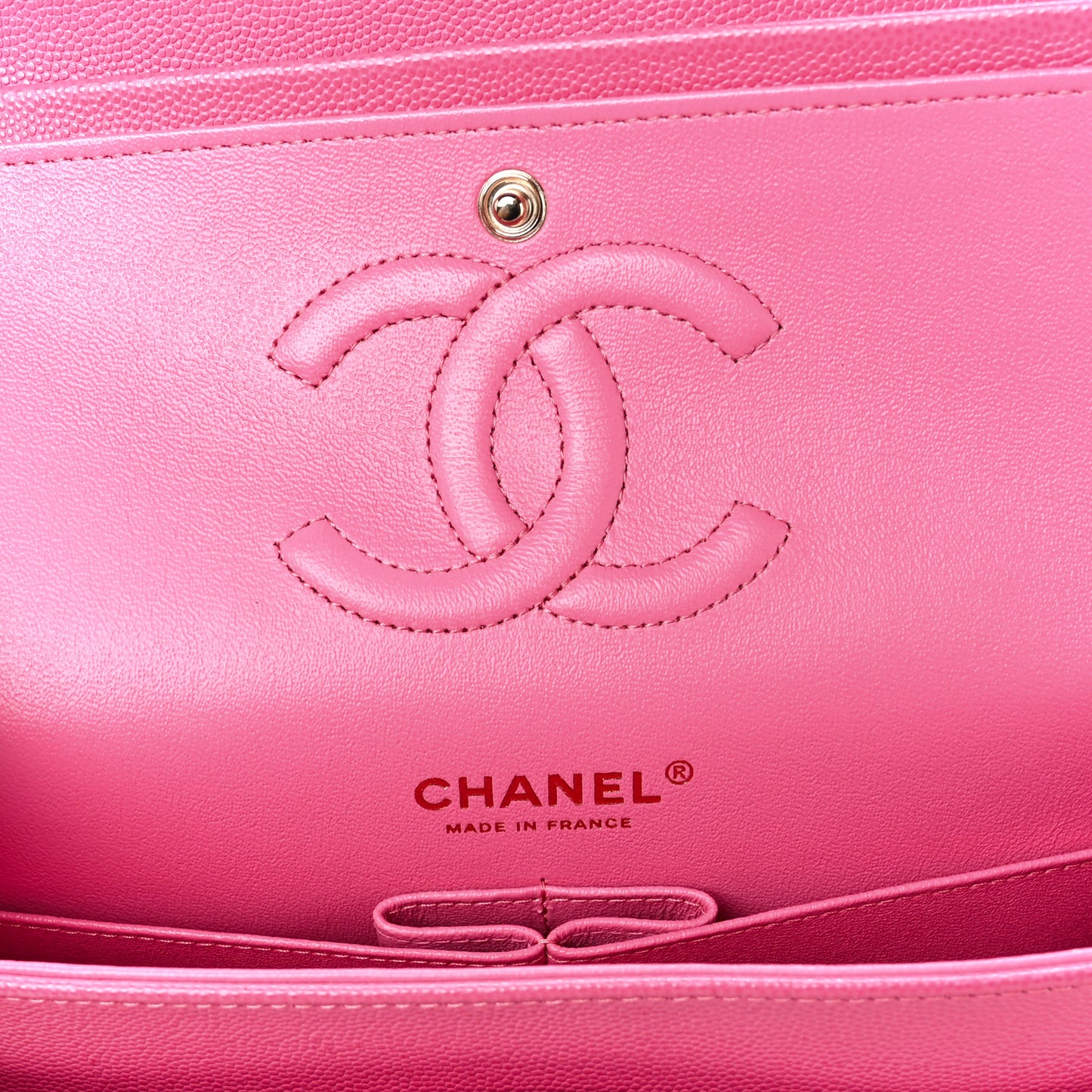 Caviar Quilted Medium Double Flap Pink