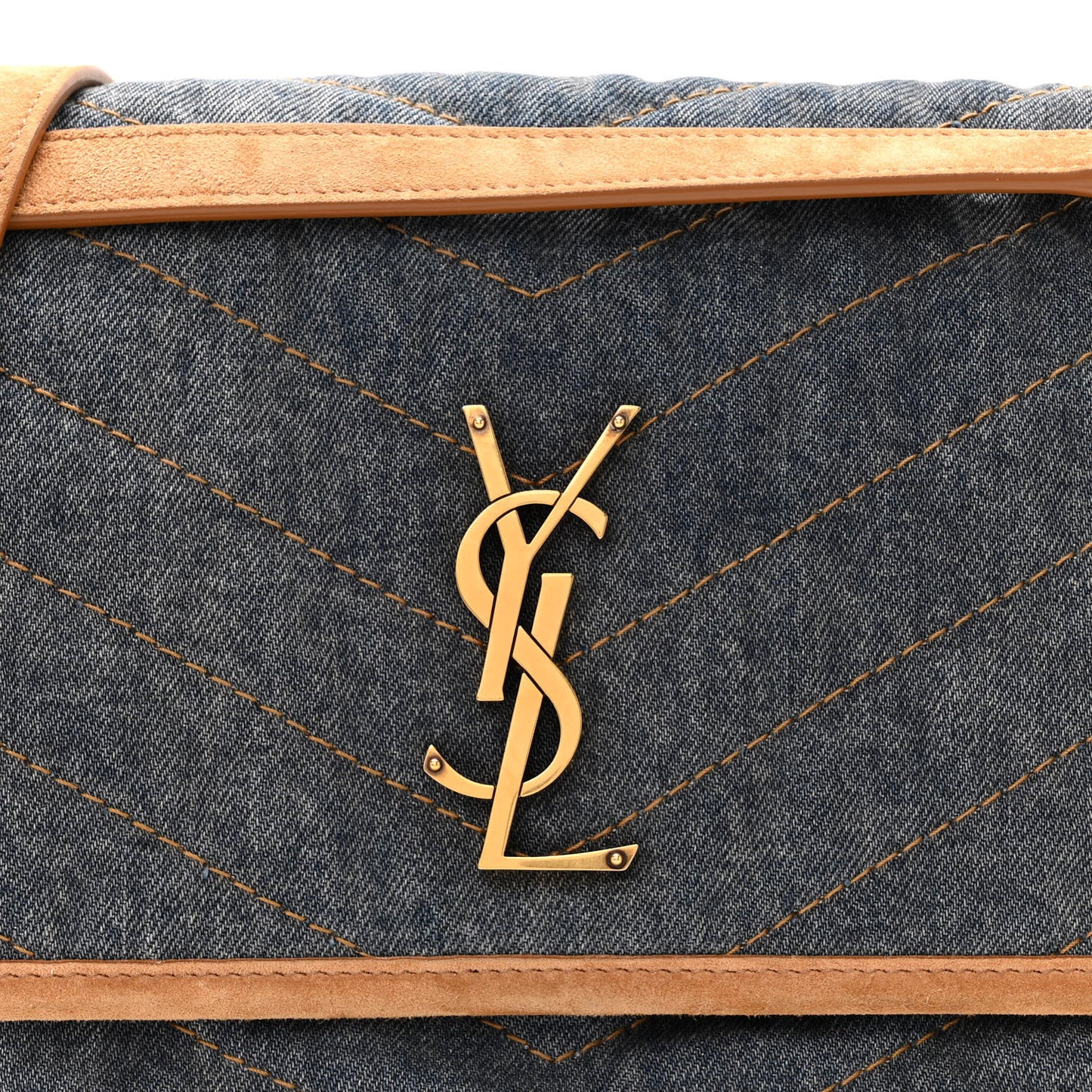 Denim Suede Monogram Medium Niki Chain Satchel Blue Cinnamon