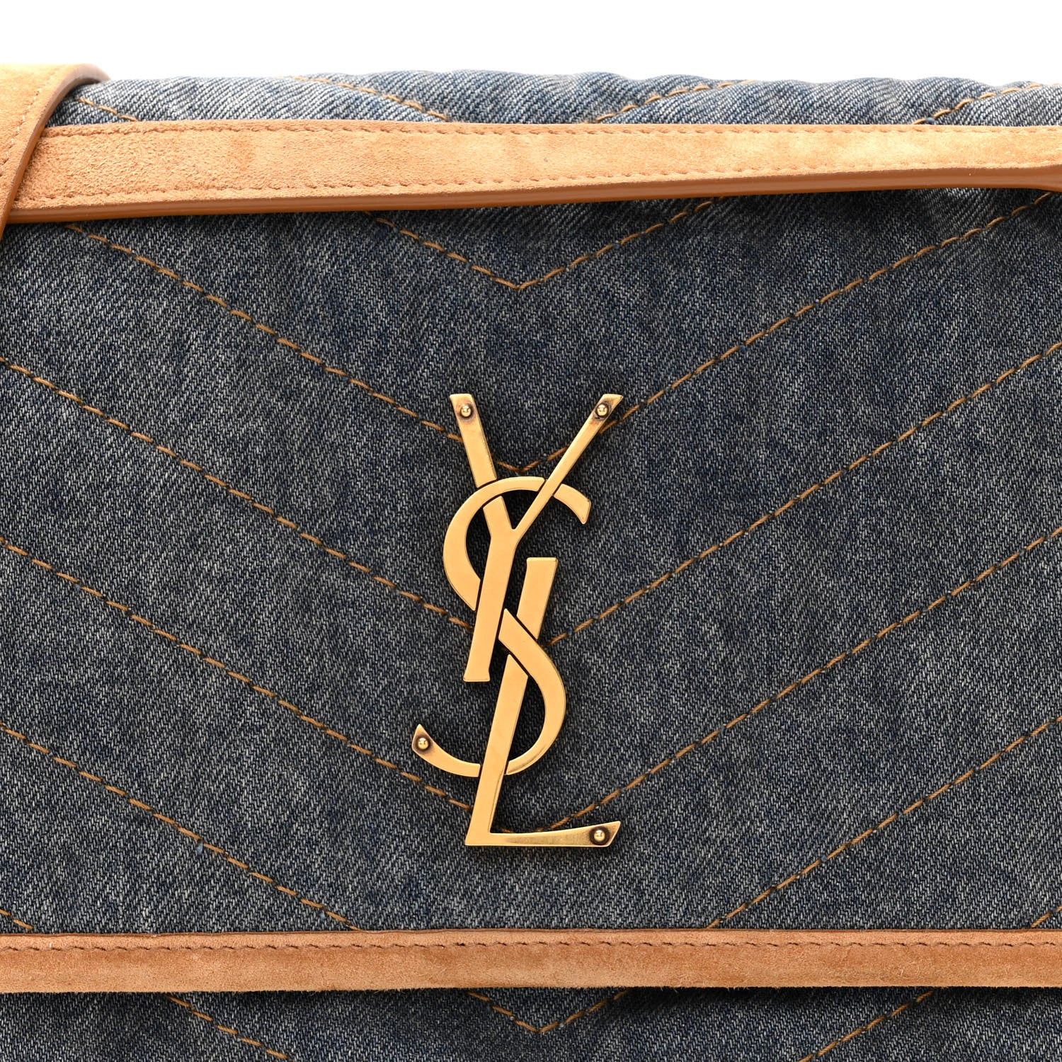 Saint Laurent Denim Suede Monogram Medium Niki Chain Satchel Blue Cinnamon 8 of 12