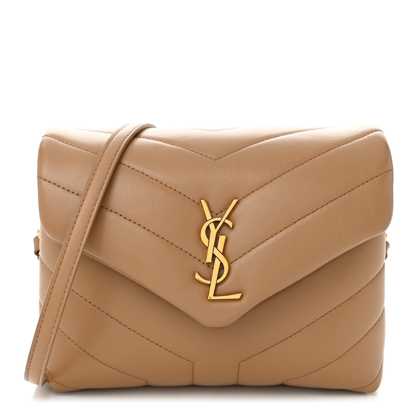 Calfskin Y Quilted Monogram Toy Loulou Crossbody Bag Latte