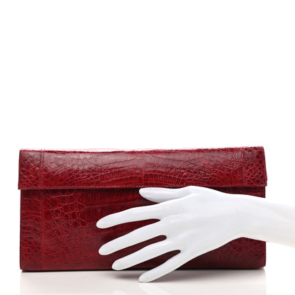 Nancy Gonzalez Crocodile Foldover Clutch Red 2 of 7