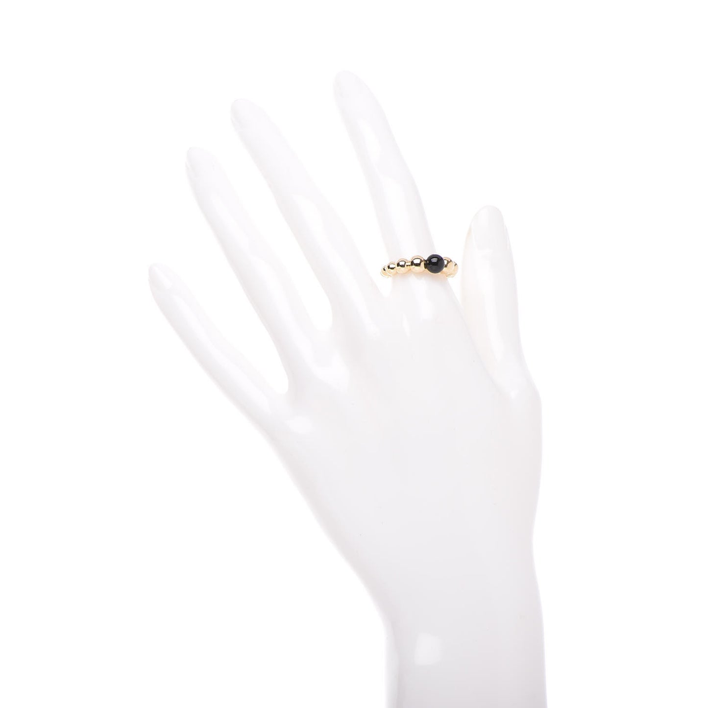18K Yellow Gold Onyx Perlée Couleurs Variation Ring 52 6