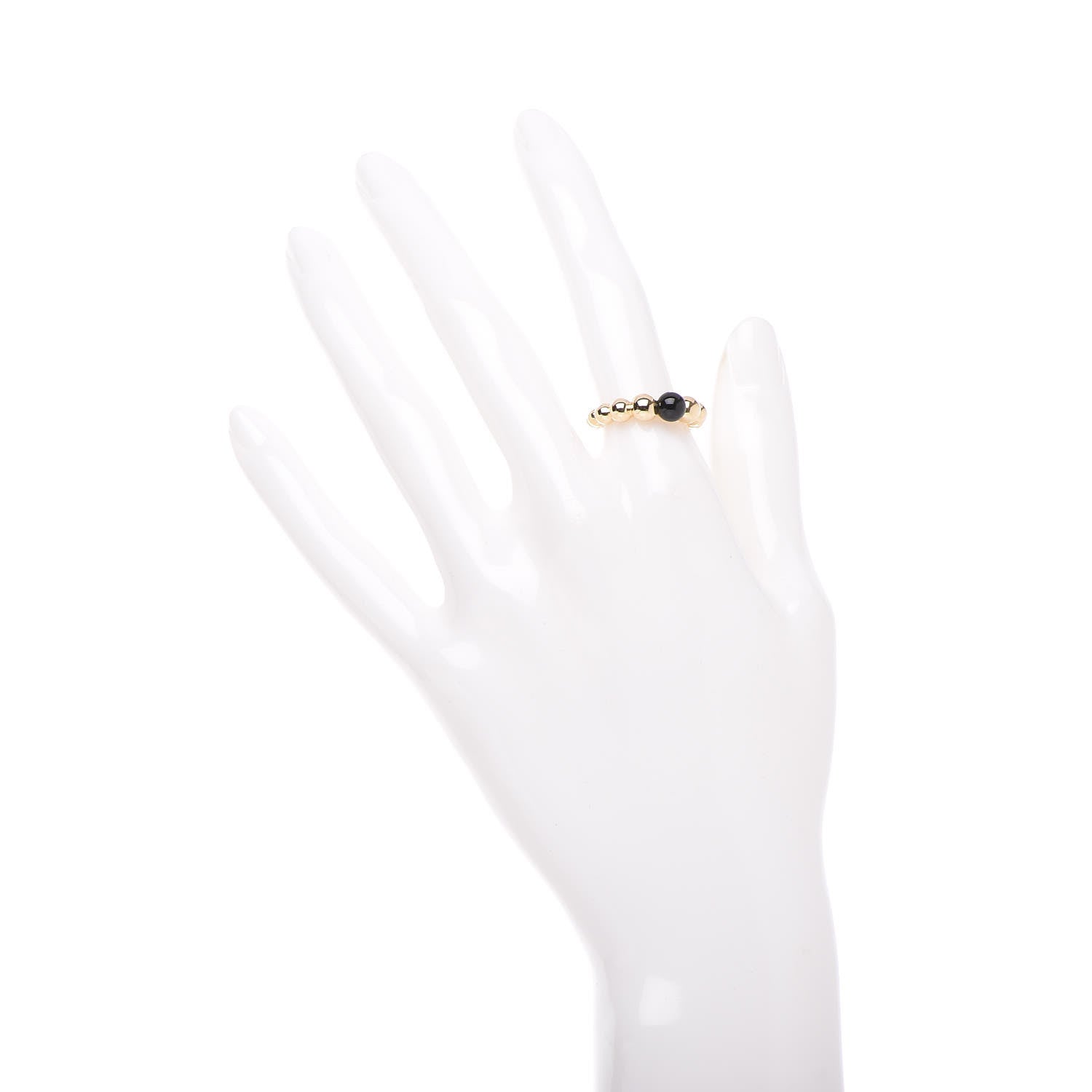 Van Cleef & Arpels 18K Yellow Gold Onyx Perlée Couleurs Variation Ring 52 6 2 of 8