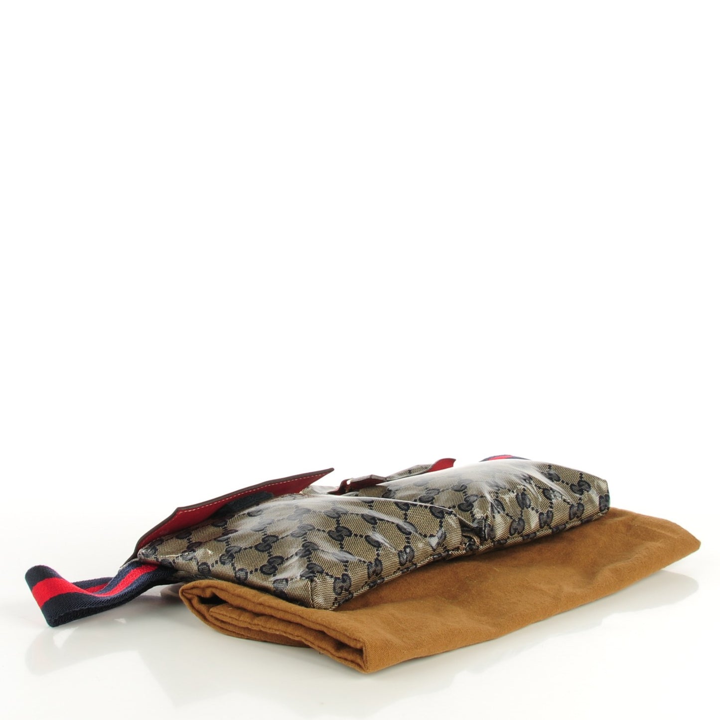 Crystal Monogram Web Double Pocket Belt Bag Navy Red