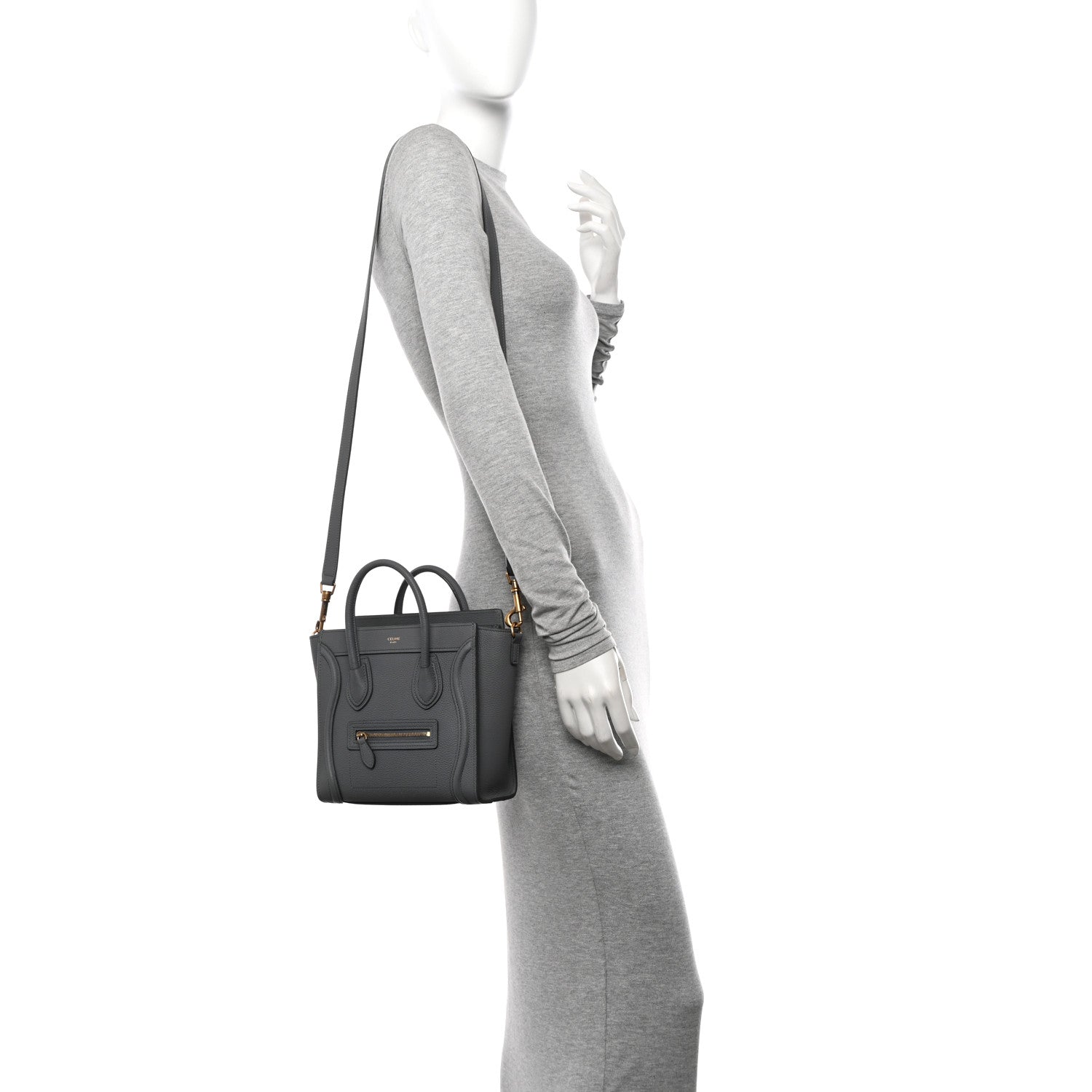 Celine Baby Drummed Calfskin Nano Luggage Kohl 2 of 11