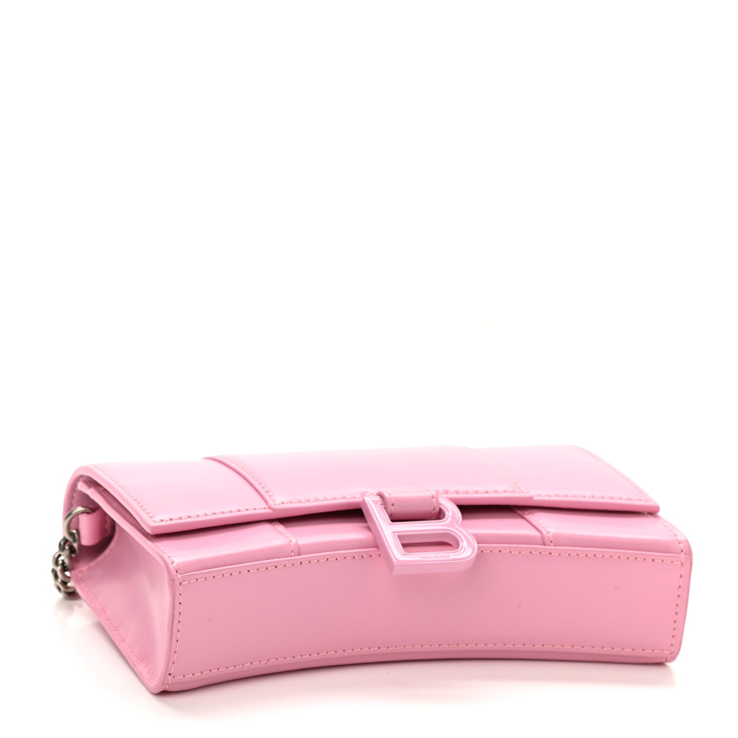 Balenciaga Shiny Box Calfskin Tonal B Hourglass Chain Bag Candy Pink 4 of 9
