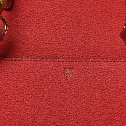 MCM Grained Calfskin Large Milla Convertible Backpack Ruby Red 5 of 8