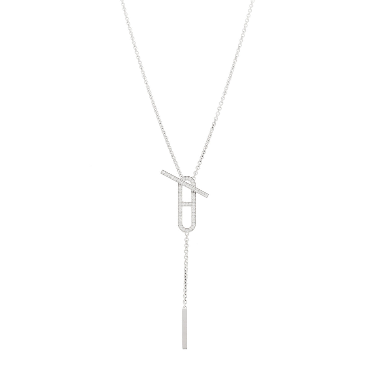 18K White Gold Diamond PM Ever Chaine D'Ancre Necklace ST