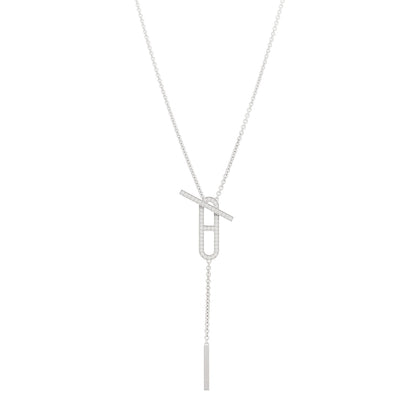 Hermes 18K White Gold Diamond PM Ever Chaine D'Ancre Necklace ST 1 of 6