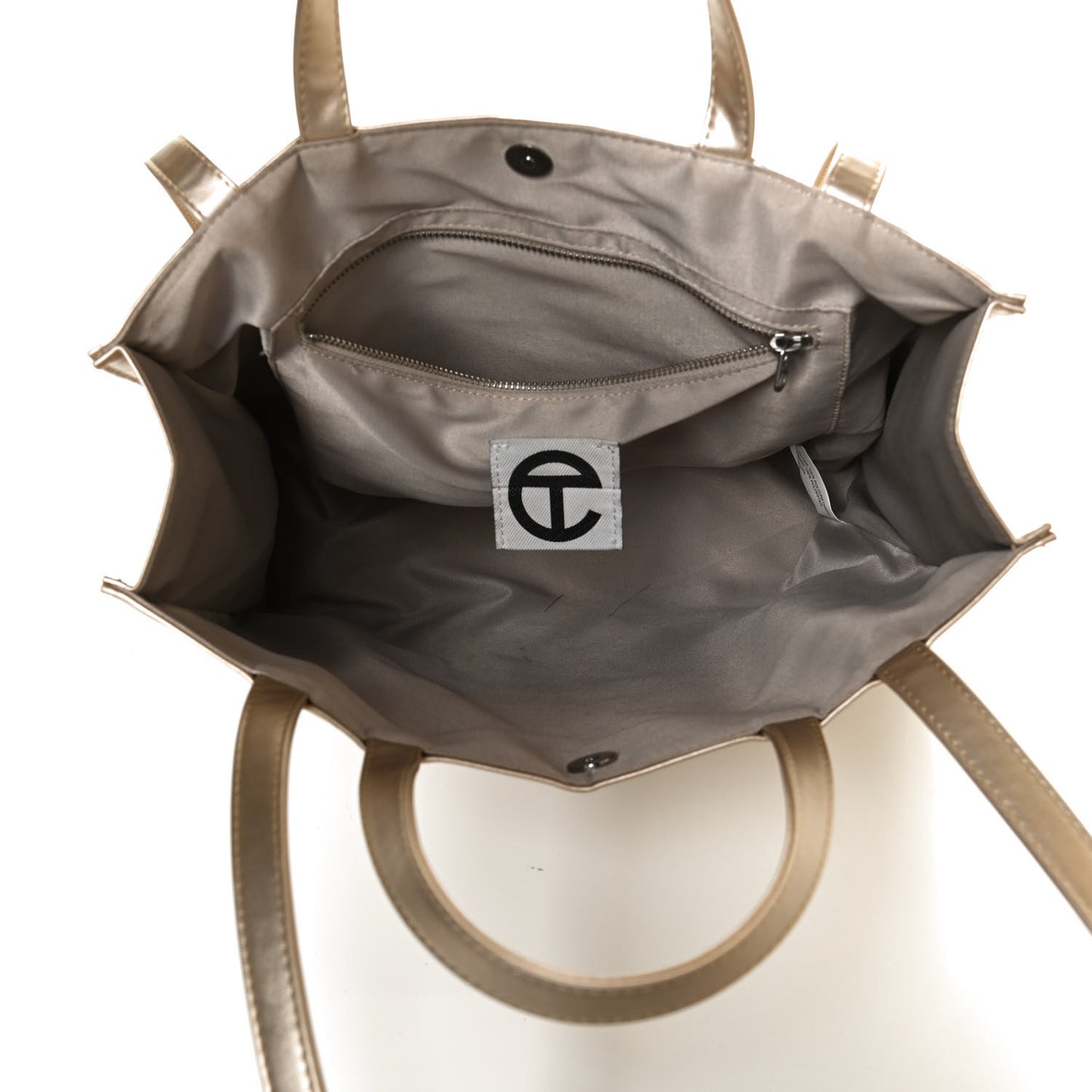 Metallic Vegan Leather Large Shopping Bag Gold