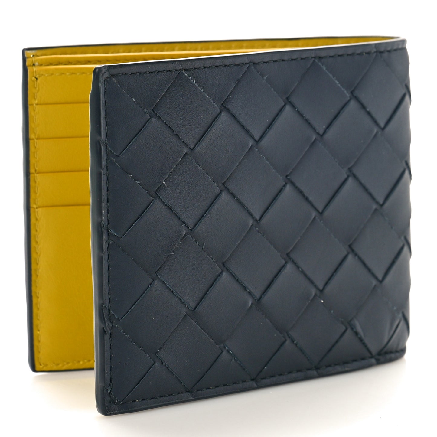 Nappa Intrecciato Bi-Fold Wallet Denim Yellow