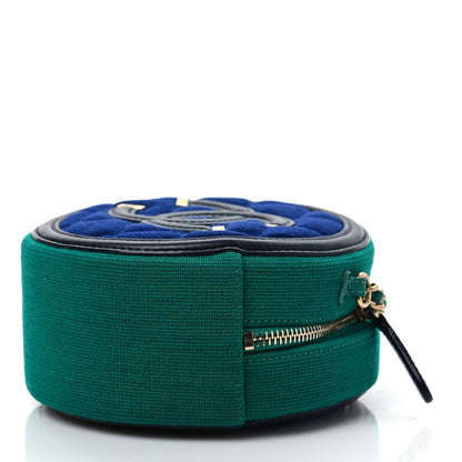 Chanel Jersey Quilted Round Filigree Crossbody Blue Green 7 of 7