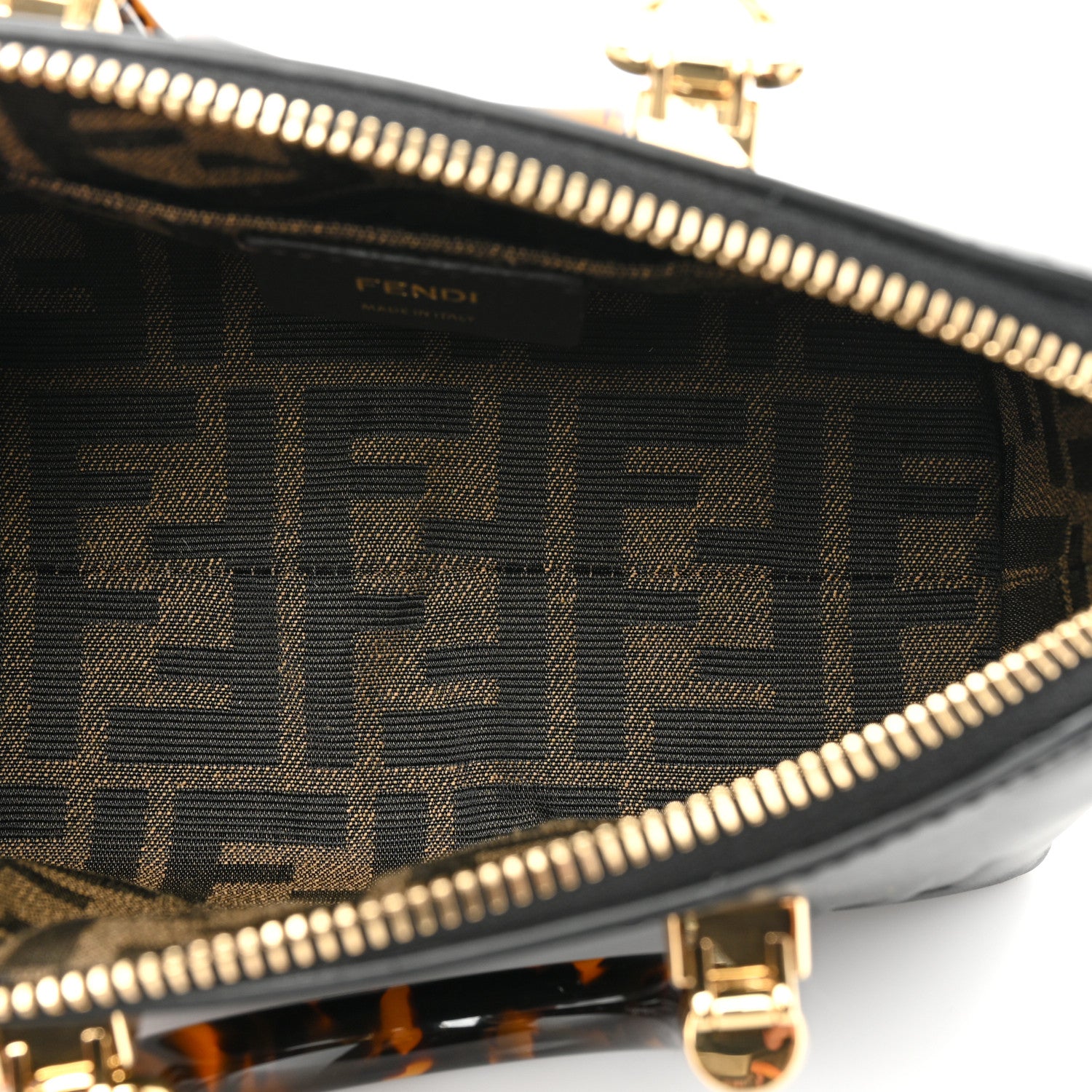 Fendi Vitello King Plexiglass Logo Embossed Mini By The Way Top Handle Boston Bag Black 5 of 13