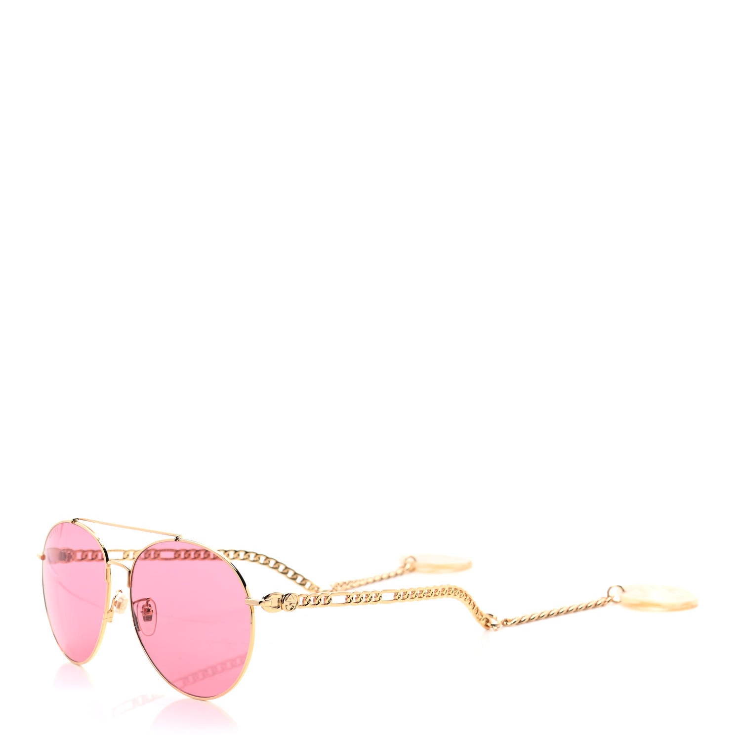 Gucci Aviator Charm Chain GG0725S Sunglasses Gold Pink 1 of 5