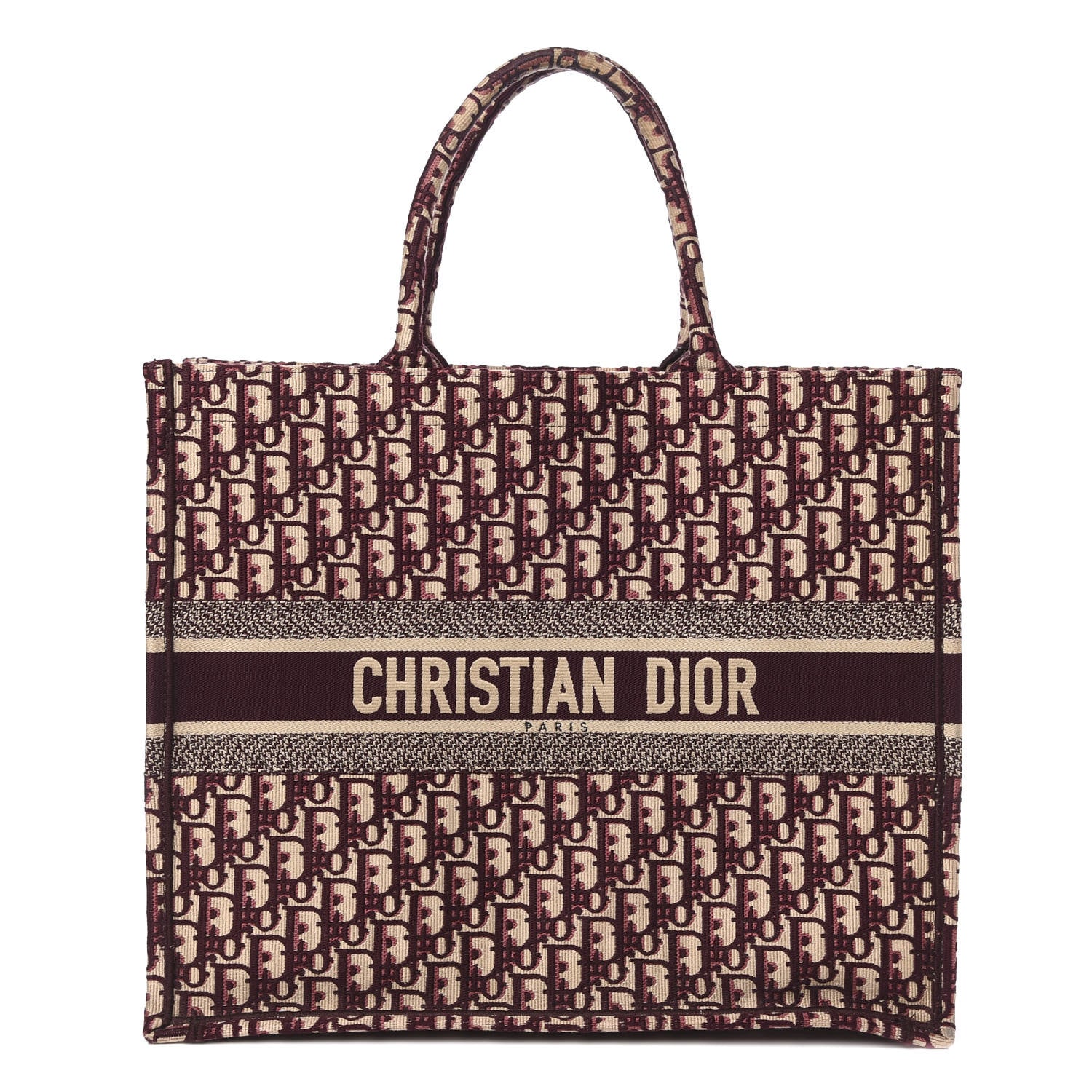 Christian Dior Oblique Large Book Tote Burgundy Multicolor 1 of 9