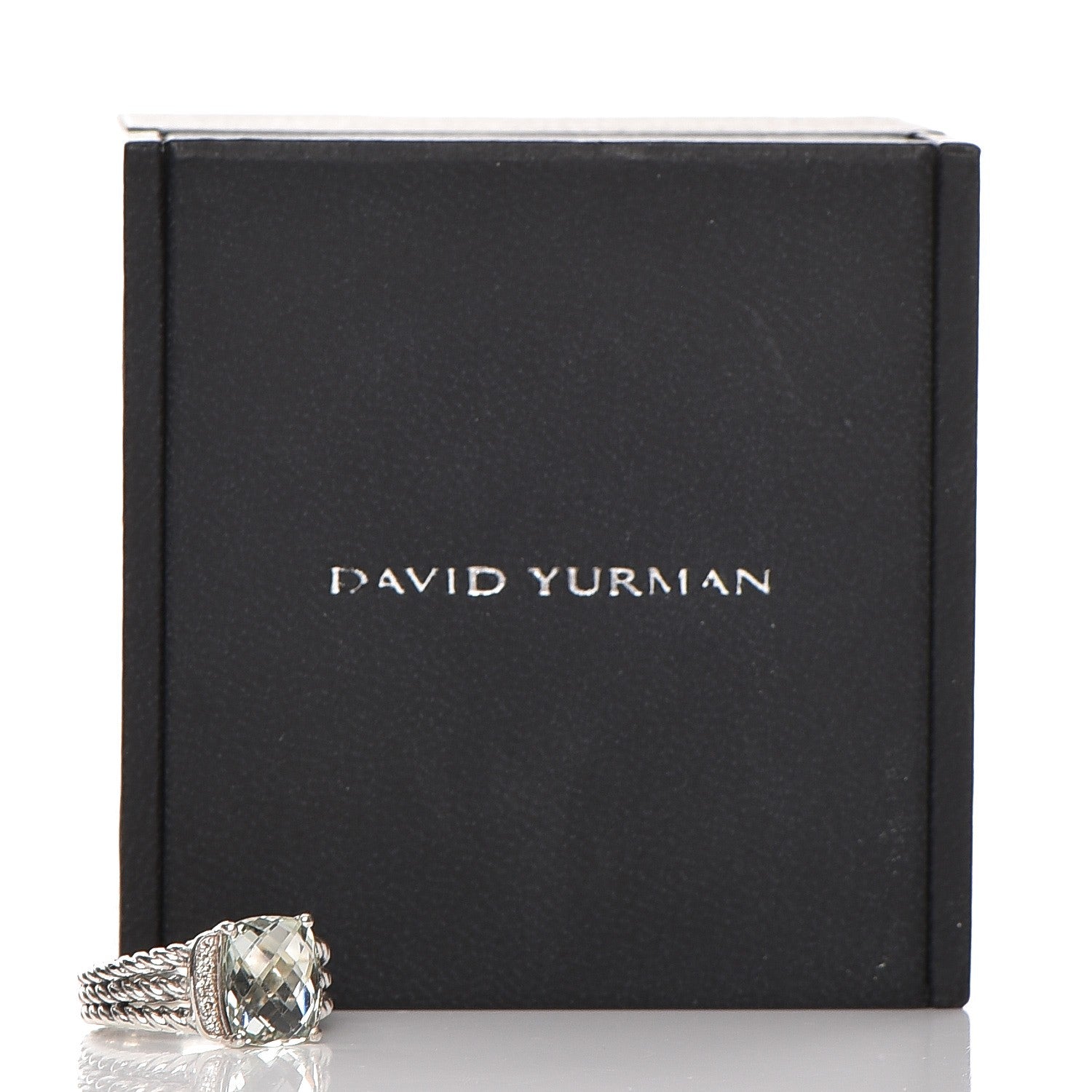 David Yurman Sterling Silver Diamond Prasiolite 10mm Petite Wheaton Ring 50 5.5 5 of 5