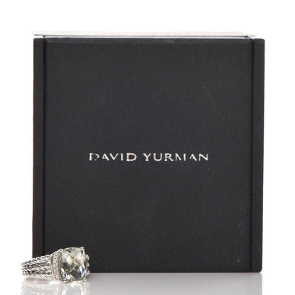 David Yurman Sterling Silver Diamond Prasiolite 10mm Petite Wheaton Ring 50 5.5 5 of 5