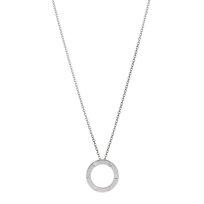 Cartier 18K White Gold 3 Diamonds LOVE Pendant Necklace 1 of 5