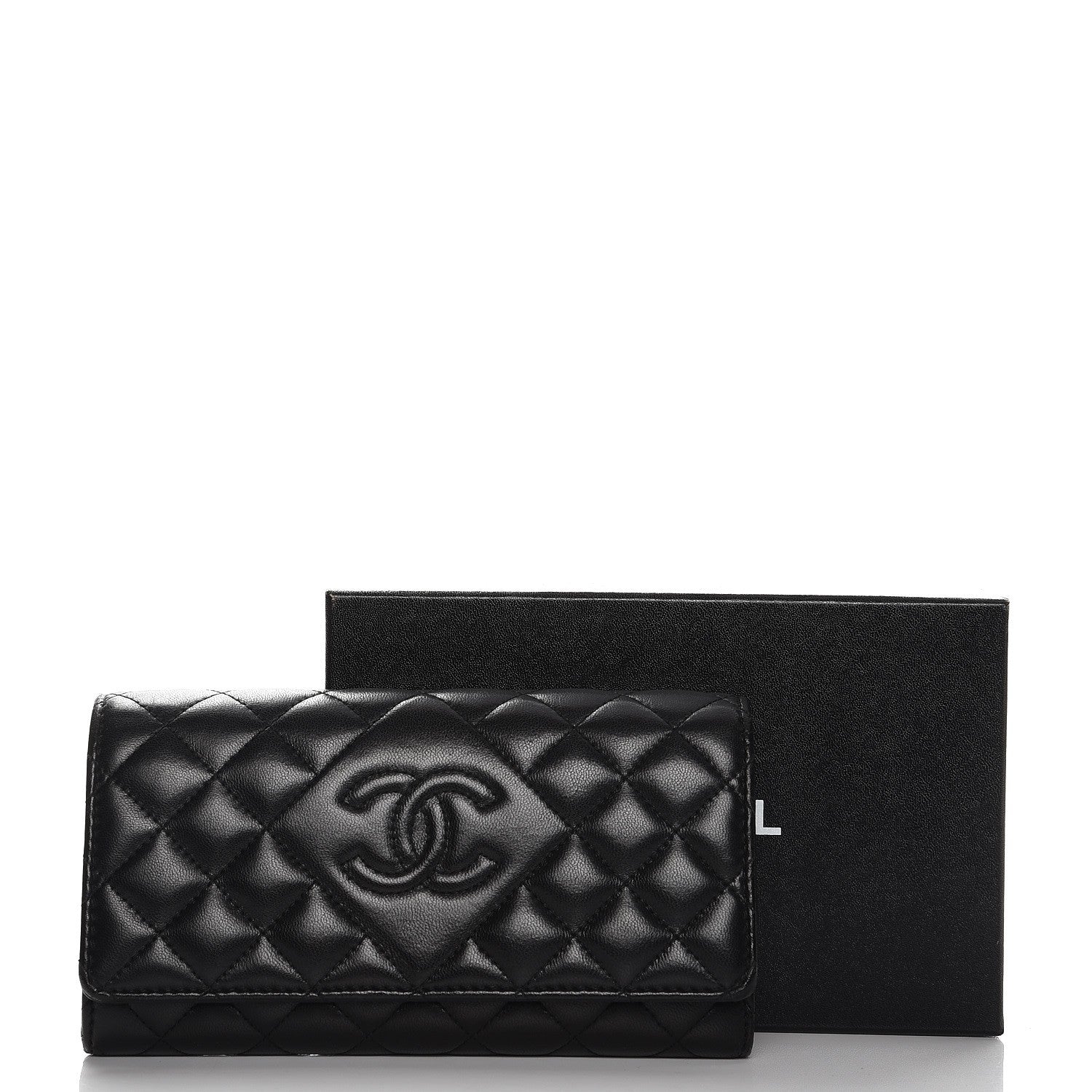 Chanel Lambskin Quilted Large Diamond CC Flap Wallet Black 9 of 9
