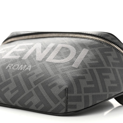 Fendi Shiny Glazed Fabric Vitello Cover FF 1974 Logo Belt Bag Black 10 of 10