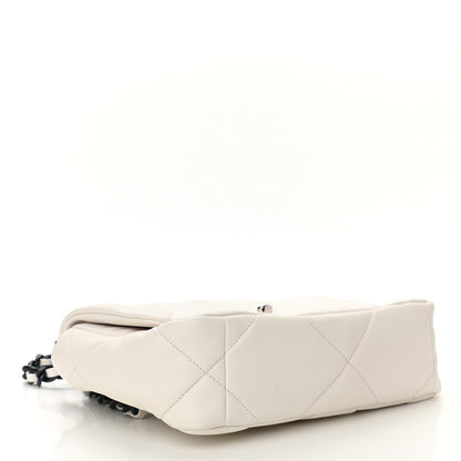 Chanel Glossy Calfskin Quilted Medium Chanel 19 Flap White Black 4 of 11