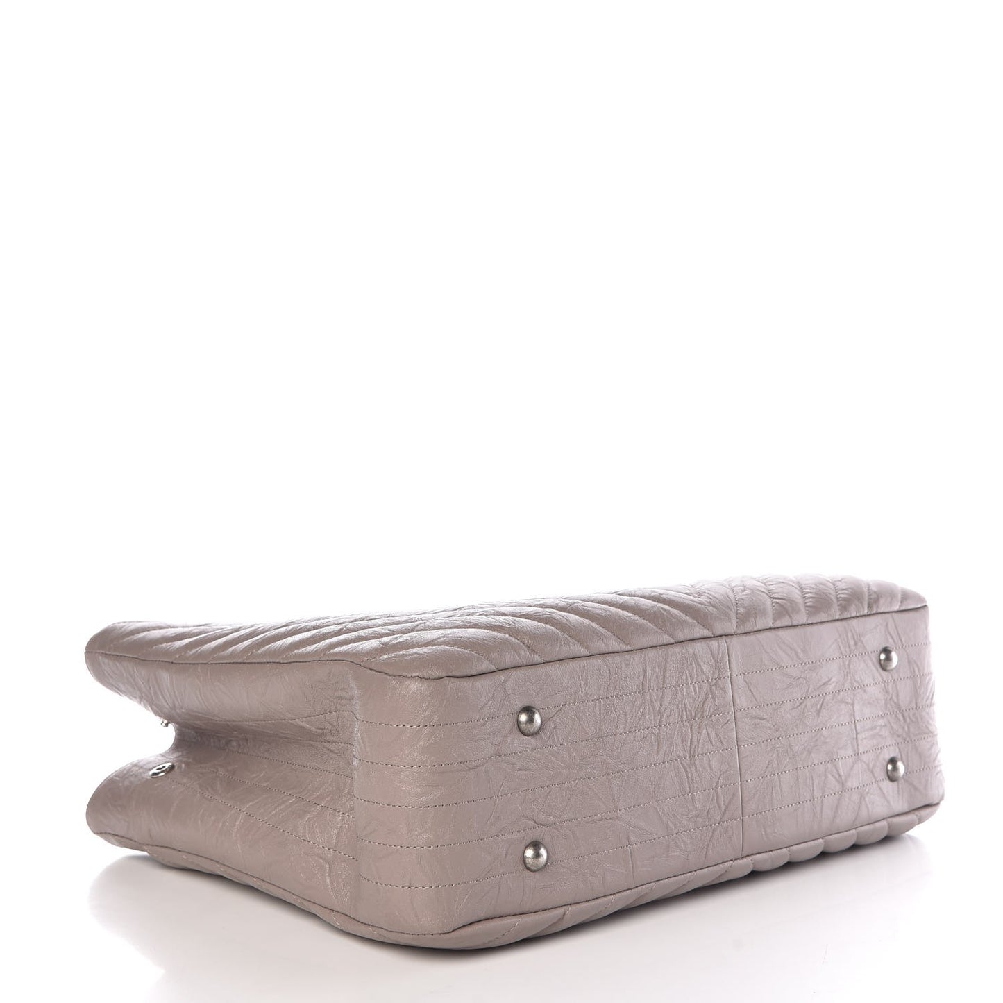 Aged Calfskin Chevron Quilted Timeless Tote Grey