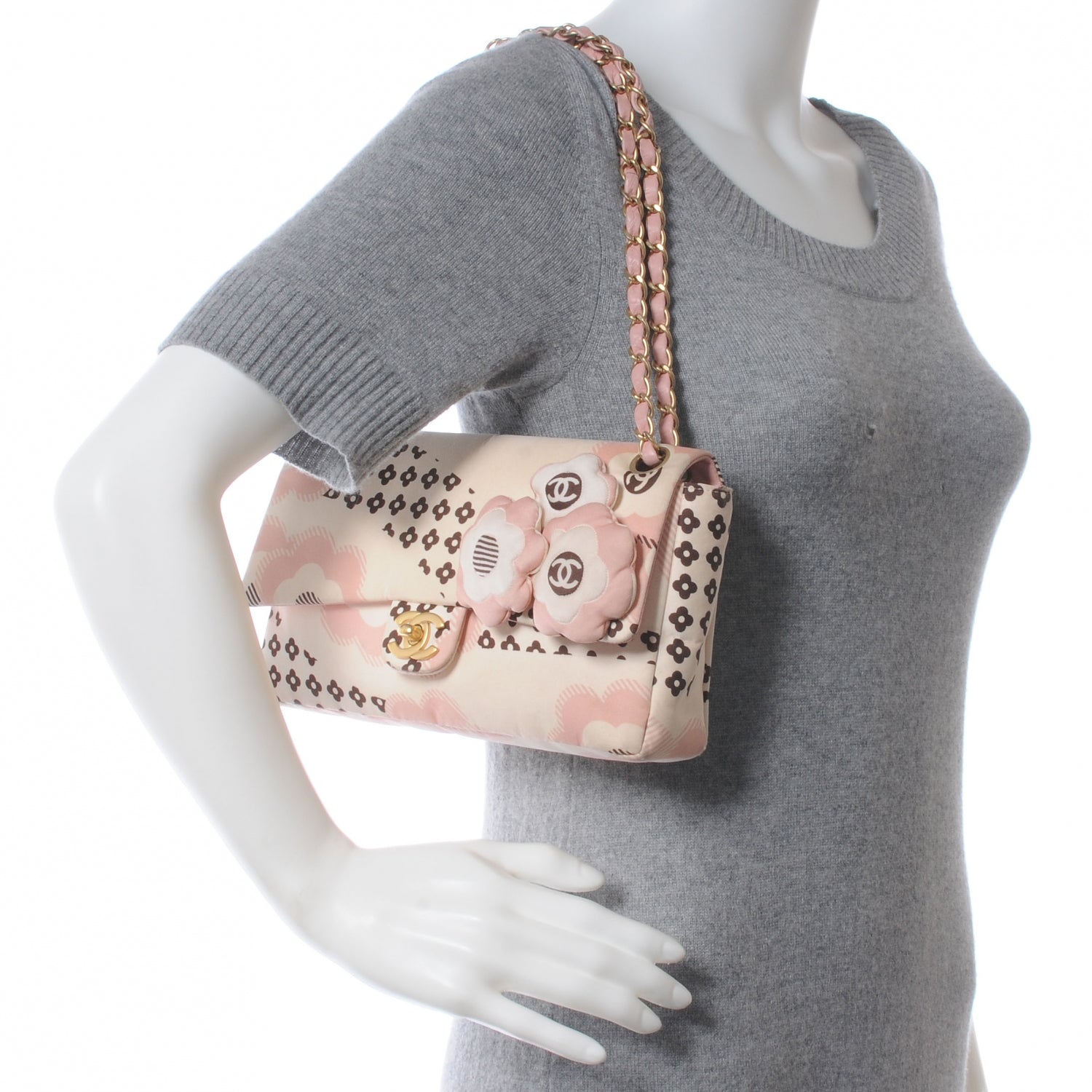 Chanel Silk Pillowed Camellia Flap Pink 2 of 9