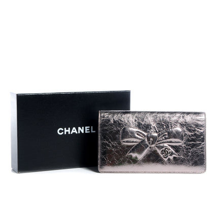 Chanel Leather CC Bow Wallet Metallic Dark Silver 8 of 8