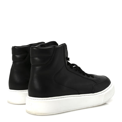 Prada Vitello Soft Uomo Mens High Top Sneakers 12 Black 5 of 9