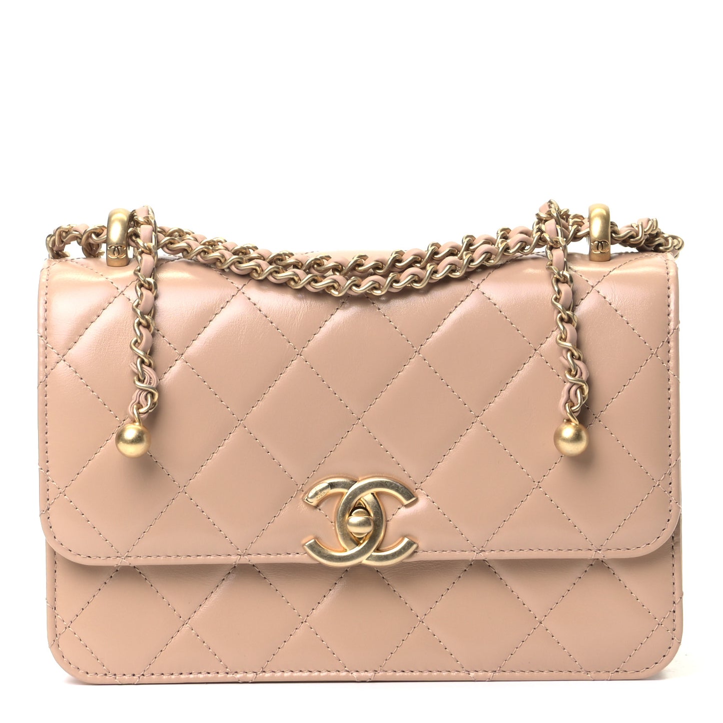Calfskin Quilted Perfect Fit Flap Beige