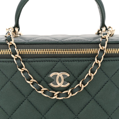 Chanel Iridescent Lambskin Quilted Small Top Handle Vanity Case With Chain Green 8 of 11