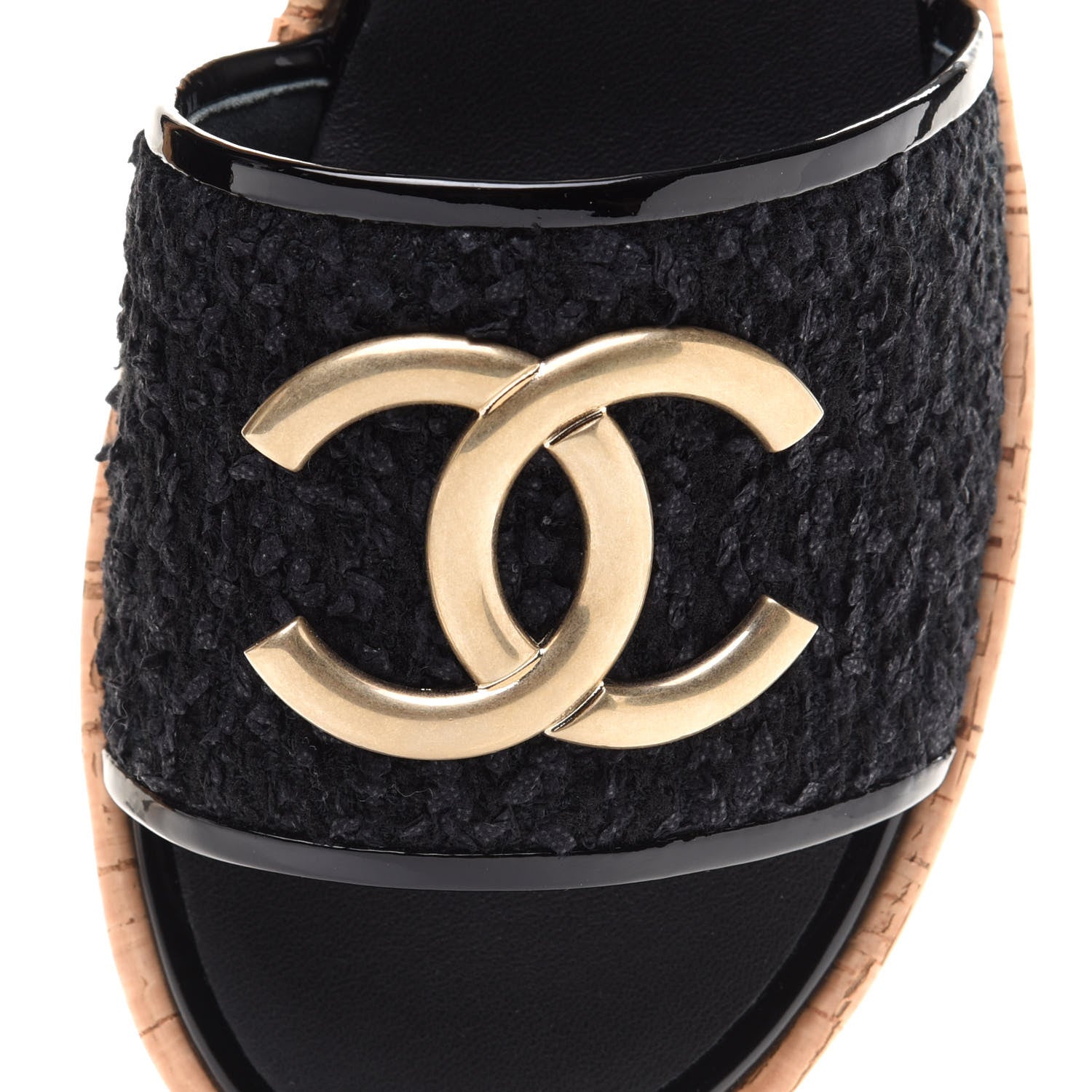 Chanel Tweed Cork CC Chain Mule Sandal 39.5 Black 10 of 11