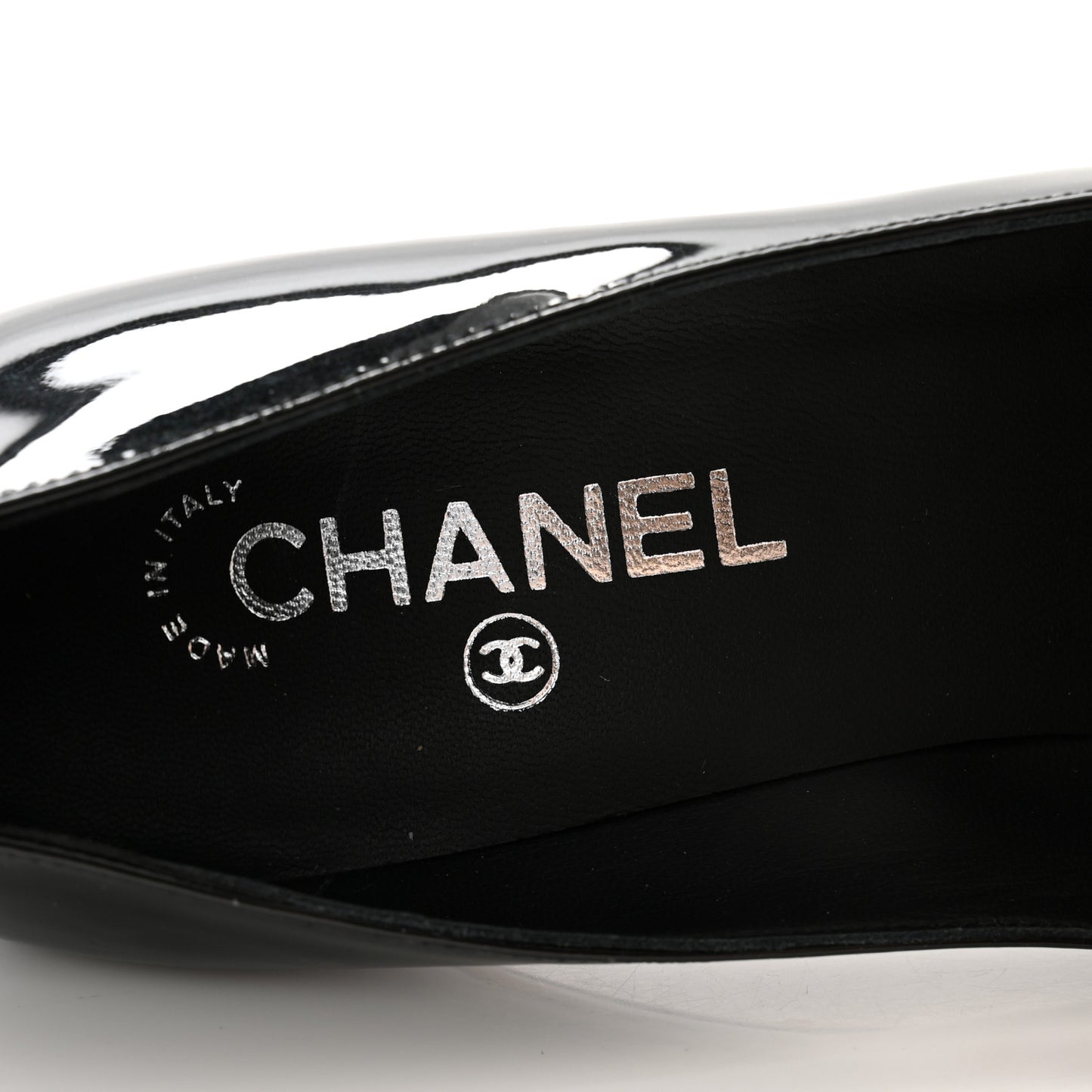 Patent Silver Cap Toe CC Pumps 39.5 Black