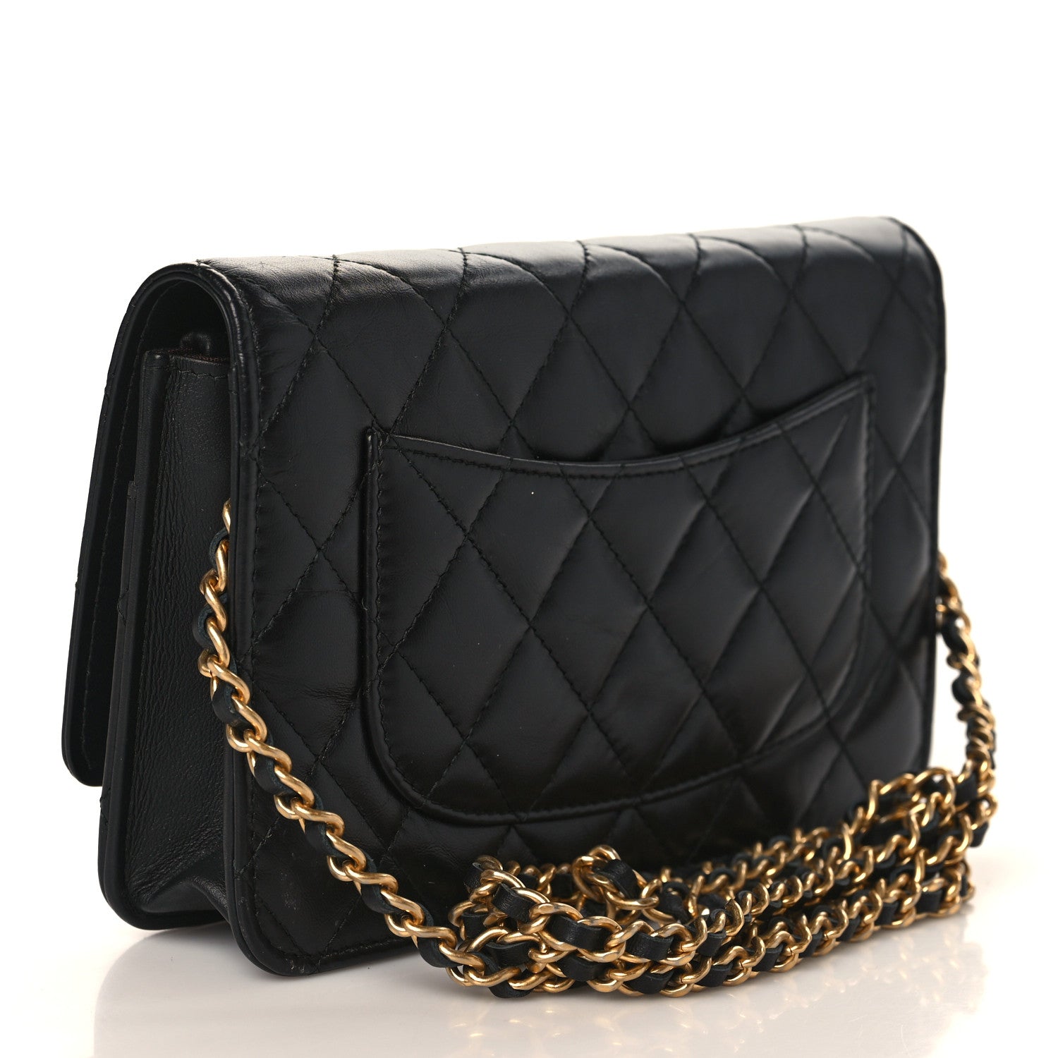 Chanel Aged Calfskin Quilted Lucky Charms 2.55 Reissue Wallet On Chain WOC Black 3 of 9