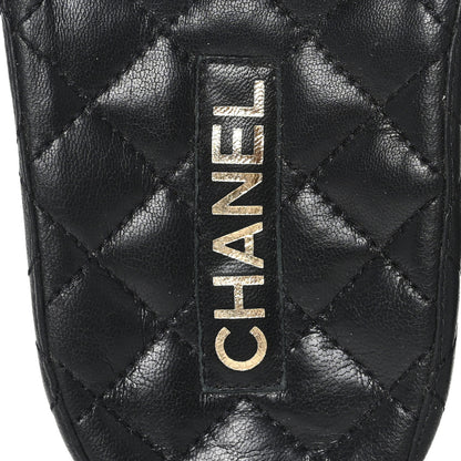 Chanel Lambskin Quilted CC Mules Sandals 37 Black 8 of 9