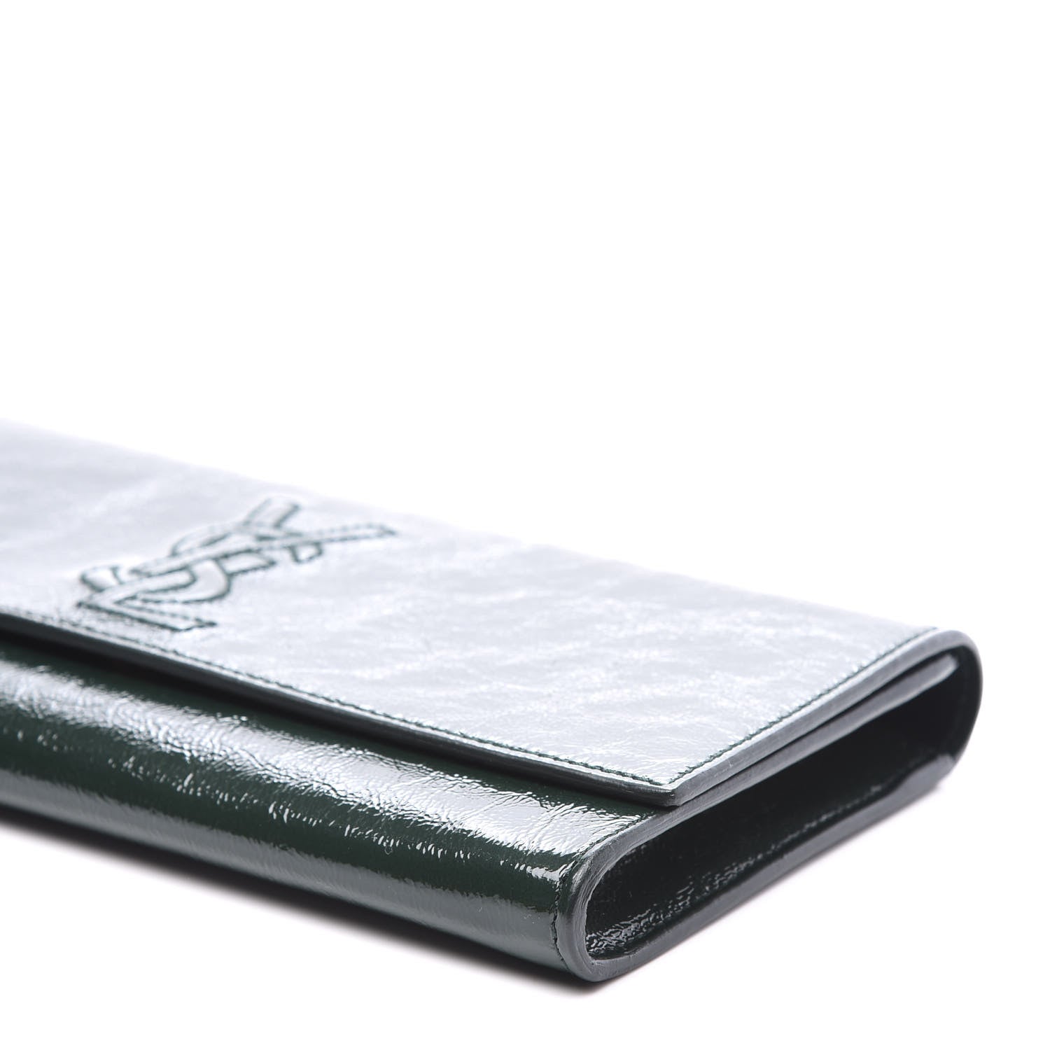 Saint Laurent Textured Patent Belle de Jour Clutch Tartan Green 7 of 8