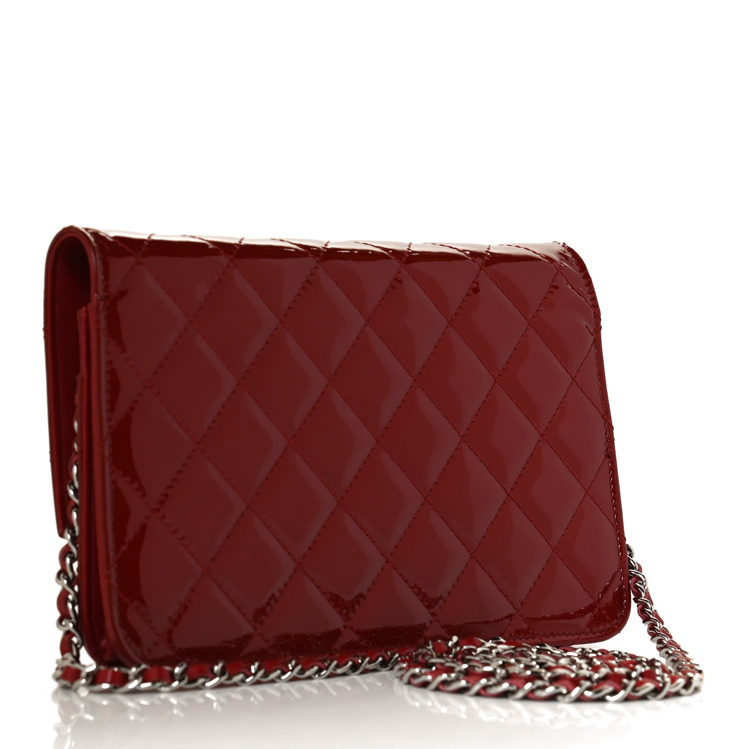 Chanel Patent Quilted Brilliant Wallet On Chain WOC Red 3 of 11